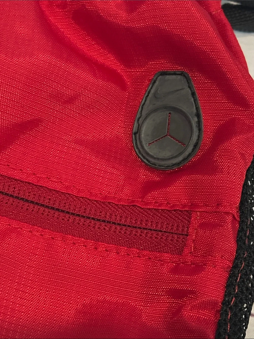 Nike Red and Black Drawstring Backpack with White Swoosh